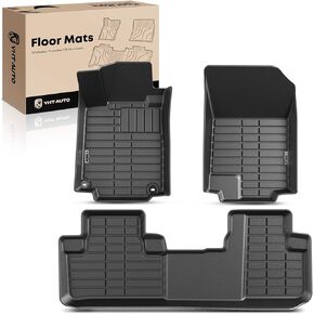 YHTAUTO Automotive All Weather Floor Mats Compatible with Honda CR-V 2012 2013 2014 2015 2016, Only for Carpet Flooring Car Mats Custom Fit TPE Floor Liners Front & Back Seat, Black, Set of 3