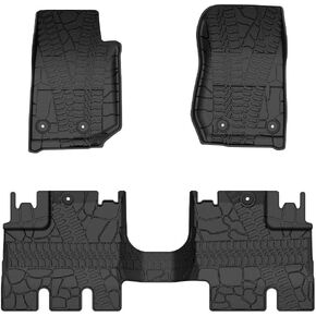 JOYTUTUS Floor Mats Compatible with Wrangler JK Unlimited, All Weather Front & Rear Complete Set TPE Slush Floor Liner for 2014-2018 Wrangler JKU 4-Door