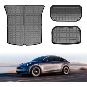 Floor Mat for Tesla Model Y 7 Seater 2020-2024 9PCS Full Set Floor Mats with Front Rear Cargo Liner for Model Y All Weather TPE Model Y Floor Mats with Back Seats Cover-7 Seater
