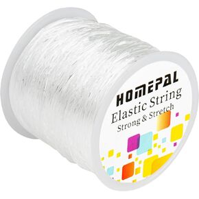 Homepal 1mm Elastic String for Bracelets, Clear Elastic String Elastic Cord for Jewelry Making, Crystal Jewelry String for Bracelets, Necklaces, Beading and Crafts 100m/roll