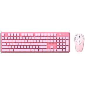 Wireless Keyboard and Mouse Combo Backlit,Rechargeable 104-Key Full Sized Menbrane Keyboard and Silent Mice Set,2.4Ghz Connection,Ergonomic,Home Office Gamer Use (Black with White Light)