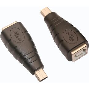 USB 2.0 Type B to Mini USB 5-Pin Type B Female/Male Adapter - 2 Pack