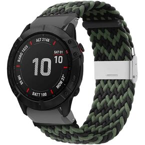 22mm 26mm Green Black Color Elastic Nylon Watch Strap，For Garmin Series Watches Replacement Watch Band Accessories，Men Women 22mm 26mm Quick Fit Nylon Watch Strap