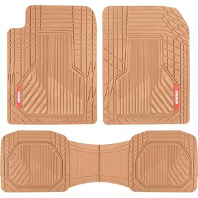 Motor Trend AdventureMax Car Floor Mats Full Set - Durable Rubber Floor Mats for Cars with Debris Capture Grooves, All Weather Interior Protection for Front and Rear with Non-Slip Backing, Black