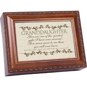 Cottage Garden Granddaughter Woodgrain Music Box/Jewelry Box Plays Amazing Grace