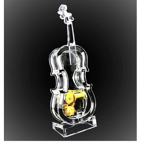 Mechanical Wind-up Violin Music Box with LED Lights Transparent Acrlic Melody Castle in The Sky Carrying You