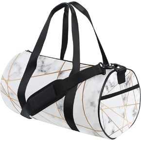Marble With Geometric Duffel Bag,Canvas Travel Bag for Gym Sports and Overnight