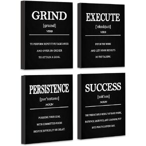 Inspirational Office Canvas Wall Art Framed,Motivational Wall Decor for Office,Inspirational Quotes Wall Art for Living Room,Sayings for Wall Decor,8" x10" x4 PCS (FRAMED)
