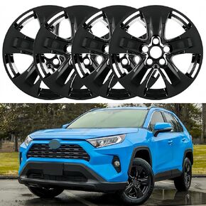 17 inch Hubcap Wheel Skin Covers Compatible with 2019-2024 Toyota RAV4 XLE Hybrid LE/XLE, Durable ABS Plastic Rim Covers (Set of 4), Fit for Standard Wheels - Snap On Tire Cover Replacement