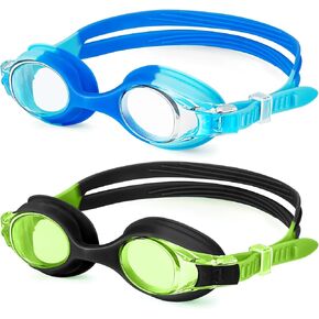 NSSIW Kids Swim-Goggles Swimming-Goggles-for Kids: Kids Goggles Anti Fog Pool Goggles No Leak 2 Pack Ages 3-16