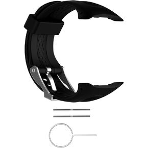 Replacement Band for Garmin Forerunner 10/15 for Women/Man - TenYun Silicone Wristband Strap/Bands for Garmin Forerunner 10/Garmin Forerunner 15 (Black, Large Size 0.98" X 0.94")