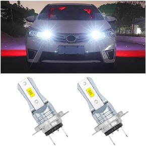 Car H7 LED Fog Light, 2 PCS Auto Bright LED Fog Headlight Bulbs, 80W 6000K Plug and Play Daytime Running Lights, Automotive Replacement Headlamp Driving Bulb for Various Vehicle (White)