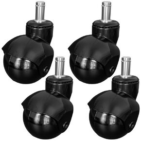 Ball Caster Wheels with Stem Socket Black Finish (Pack of 4)