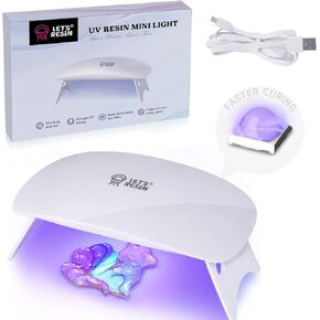 LET'S RESIN Mini UV Light for Resin, 2.5Times Higher UV Energy Value Portable UV Resin Light, Faster Curing & 84g Light Weight UV Lamp, Resin Supplies for UV Resin Molds, Jewelry Making, Craft Decor