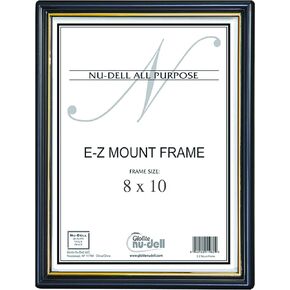 8" x 10" EZ Mount Document Frame Glass Face, Black w/ Gold Trim