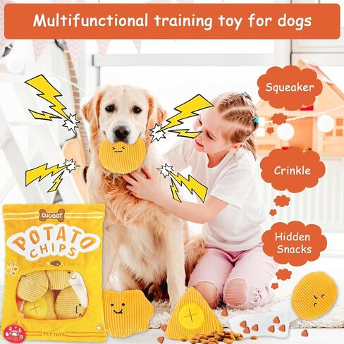Treat Dispensing Dog Toys, Crinkle Squeaky Interactive Dog Toys, Enrichment Treat Puzzle Pet Toys for Medium, and Large Dogs (Cookie) in Saudi Arabia