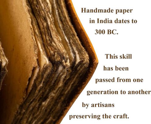 Vintage Leather Journal - 6"x9" - Antique Handmade Leather Bound Journal with Old Fashioned Blank Deckle Edge Paper - Perfect for Writing, Book of Shadows Journal, Drawing, Sketching in Kuwait