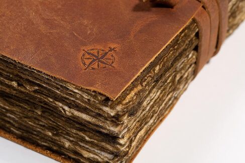 Vintage Leather Journal - 6"x9" - Antique Handmade Leather Bound Journal with Old Fashioned Blank Deckle Edge Paper - Perfect for Writing, Book of Shadows Journal, Drawing, Sketching in Kuwait