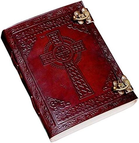 MONTEXOO Large Giant Leather Journal Bound Handmade Vintage Genuine Brown Antique Old personal Diary Notebook Gift Unlined (Celtic Cross) in Kuwait