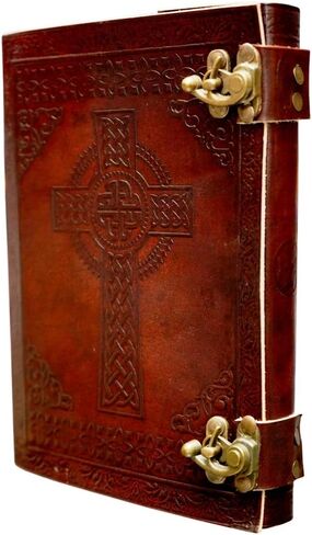 MONTEXOO Large Giant Leather Journal Bound Handmade Vintage Genuine Brown Antique Old personal Diary Notebook Gift Unlined (Celtic Cross) in Kuwait