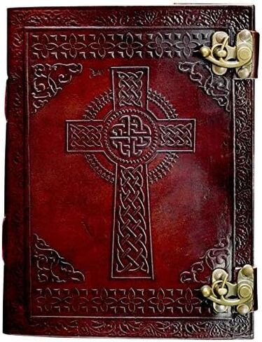 MONTEXOO Large Giant Leather Journal Bound Handmade Vintage Genuine Brown Antique Old personal Diary Notebook Gift Unlined (Celtic Cross) in Kuwait