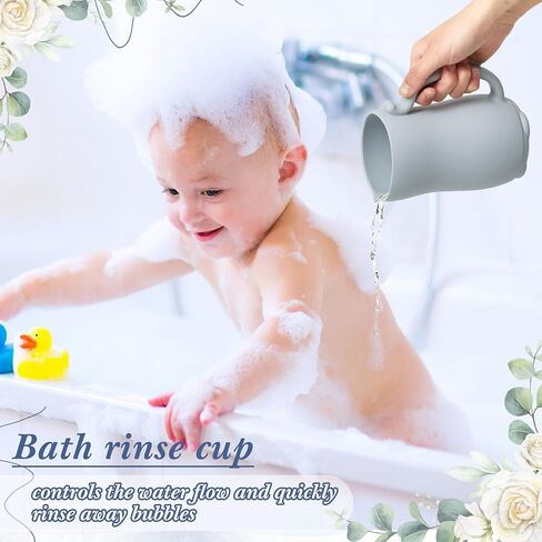 طقم وسادة مسند للركبة والكوع مكون من 4 قطع، بساط حوض استحمام غير قابل للانزلاق، كوب شطف للاستحمام في حوض الاستحمام، لوازم الاستحمام الأساسية، رمادي in Kuwait