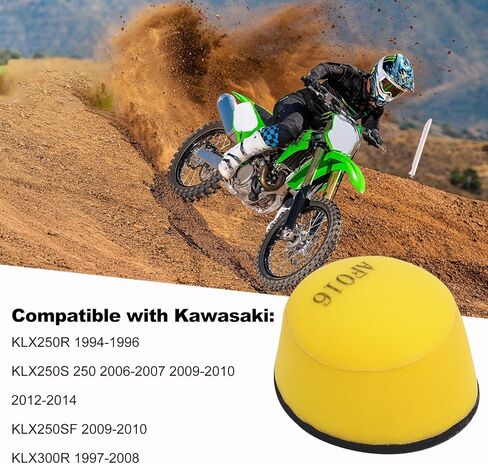 فلتر هواء لـ Kawasaki KLX250R 1994-1996، KLX250S 250 2006-2007 2009-2010 2012-2014، KLX250SF 2009-2010، KLX300R KLX 300 R 1997-2008، مع مجموعة سدادات فلتر الزيت in Kuwait