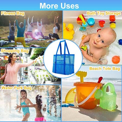 Mesh Beach Tote -Large Beach Bag Lightweight Travel Foldable Tote for Beach Accessories Travel Essentials in Saudi Arabia