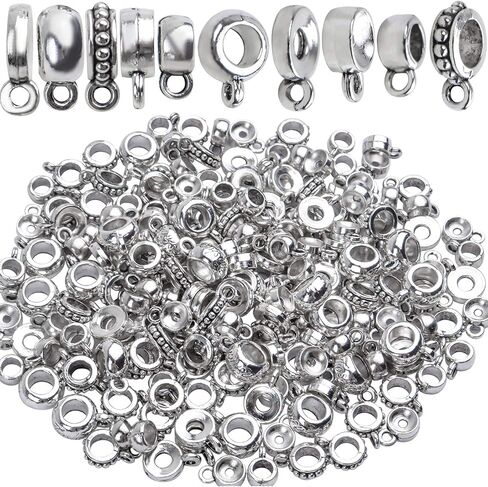 100 Gram Antique Bronze Bail Tube Beads Vintage Tibetan Alloy Bail Beads Connectors Spacer Bead Hanger Links for DIY European Bracelet Jewelry Crafts Making, 5 Styles in Saudi Arabia