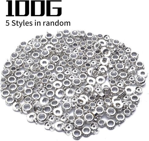 100 Gram Antique Bronze Bail Tube Beads Vintage Tibetan Alloy Bail Beads Connectors Spacer Bead Hanger Links for DIY European Bracelet Jewelry Crafts Making, 5 Styles in Saudi Arabia