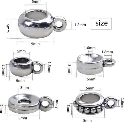 100 Gram Antique Bronze Bail Tube Beads Vintage Tibetan Alloy Bail Beads Connectors Spacer Bead Hanger Links for DIY European Bracelet Jewelry Crafts Making, 5 Styles in Saudi Arabia