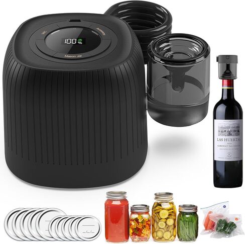 Electric Mason Jar Vacuum Sealer Kit, Automatic Intelligent Vacuum Sealer, Compatible With Food Storage, Vacuum Bags Seal, Wine Bottles, Wide-Mouth And Regular-Mouth Mason Jars in Saudi Arabia