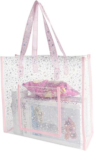 Clear Tote Bag, Holographic Clear Bags with Star Pattern, Crossbody Shoulder Bag with Adjustable Strap in Saudi Arabia