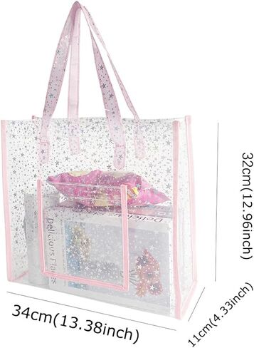 Clear Tote Bag, Holographic Clear Bags with Star Pattern, Crossbody Shoulder Bag with Adjustable Strap in Saudi Arabia