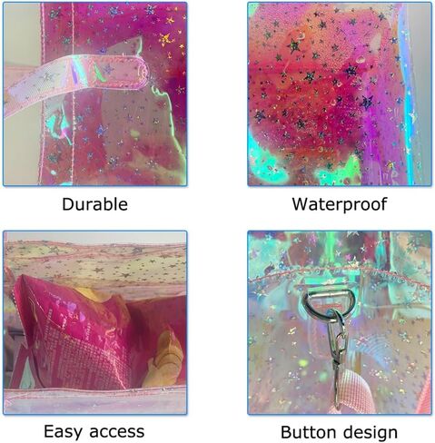 Clear Tote Bag, Holographic Clear Bags with Star Pattern, Crossbody Shoulder Bag with Adjustable Strap in Saudi Arabia
