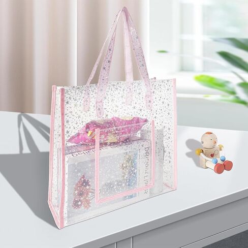 Clear Tote Bag, Holographic Clear Bags with Star Pattern, Crossbody Shoulder Bag with Adjustable Strap in Saudi Arabia