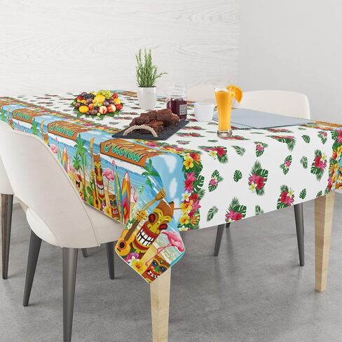 3 Pcs Hawaiian Tablecloth, Disposable Luau Tablecloth, Tablecloth for Hawaiian Luau Party Supplies, Hawaiian Table Cloths for Parties, Luau Table Cover for Summer Beach Runner 108 * 54 Inch in Saudi Arabia