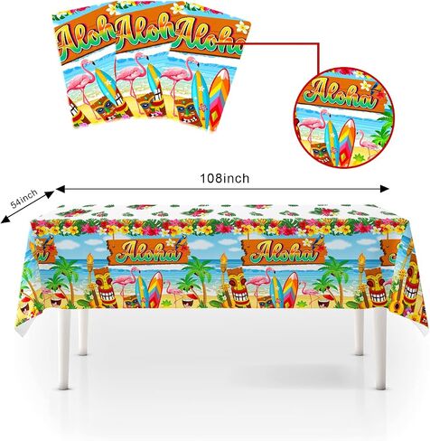 3 Pcs Hawaiian Tablecloth, Disposable Luau Tablecloth, Tablecloth for Hawaiian Luau Party Supplies, Hawaiian Table Cloths for Parties, Luau Table Cover for Summer Beach Runner 108 * 54 Inch in Saudi Arabia