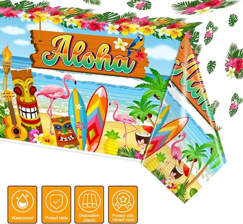 3 Pcs Hawaiian Tablecloth, Disposable Luau Tablecloth, Tablecloth for Hawaiian Luau Party Supplies, Hawaiian Table Cloths for Parties, Luau Table Cover for Summer Beach Runner 108 * 54 Inch in Saudi Arabia