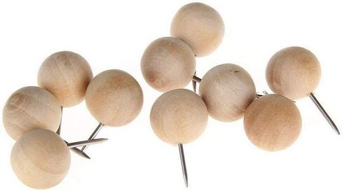Decorative Wood Push Pins, Natural Wood Head with Steel Needle Point Thumb Tacks for Documents, Photos, Maps, and Bulletin Boards (Round) in Saudi Arabia