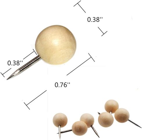 Decorative Wood Push Pins, Natural Wood Head with Steel Needle Point Thumb Tacks for Documents, Photos, Maps, and Bulletin Boards (Round) in Saudi Arabia