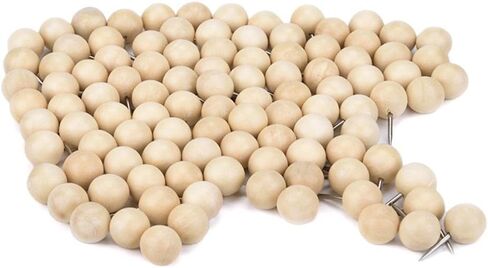 Decorative Wood Push Pins, Natural Wood Head with Steel Needle Point Thumb Tacks for Documents, Photos, Maps, and Bulletin Boards (Round) in Saudi Arabia