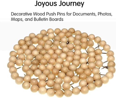 Decorative Wood Push Pins, Natural Wood Head with Steel Needle Point Thumb Tacks for Documents, Photos, Maps, and Bulletin Boards (Round) in Saudi Arabia