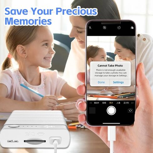 محرك أقراص ثابتة سعة 2 تيرابايت للهواتف الذكية والأجهزة اللوحية وأجهزة الكمبيوتر، وحدة تخزين خارجية محمولة، عصا صور لأجهزة iOS وأجهزة Android، نسخ احتياطي ذكي وسهل للصور ومقاطع الفيديو والملفات (2 تيرابايت) in Kuwait