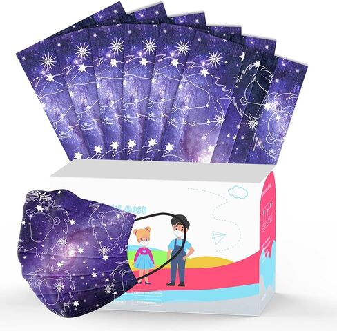 50 Pack Kids Stars Constellation Disposable Face Masks, Comfortable Breathable 3-Ply Non-woven Face Masks in Saudi Arabia