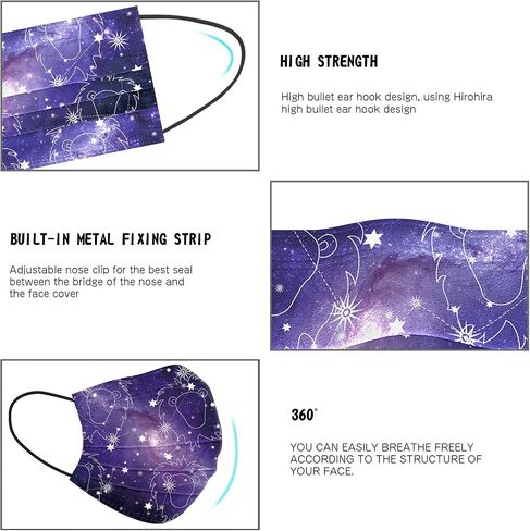 50 Pack Kids Stars Constellation Disposable Face Masks, Comfortable Breathable 3-Ply Non-woven Face Masks in Saudi Arabia