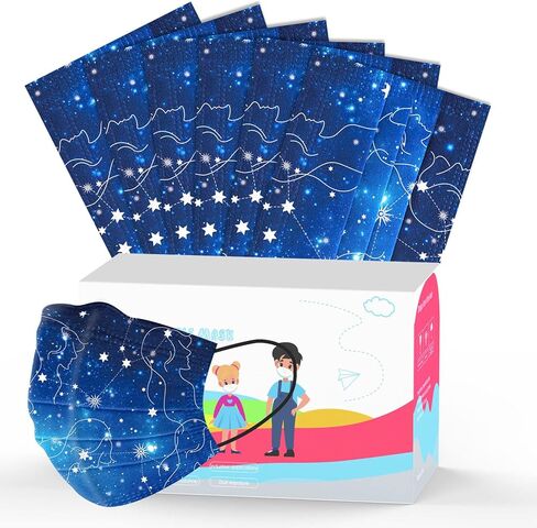 50 Pack Kids Stars Constellation Disposable Face Masks, Comfortable Breathable 3-Ply Non-woven Face Masks in Saudi Arabia