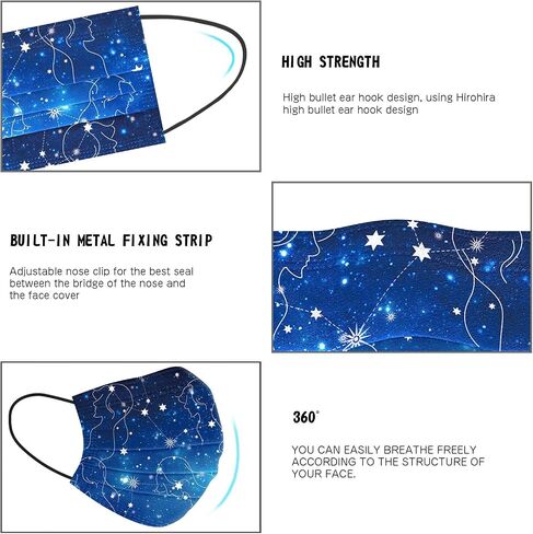50 Pack Kids Stars Constellation Disposable Face Masks, Comfortable Breathable 3-Ply Non-woven Face Masks in Saudi Arabia