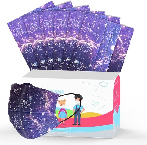 50 Pack Kids Stars Constellation Disposable Face Masks, Comfortable Breathable 3-Ply Non-woven Face Masks in Saudi Arabia
