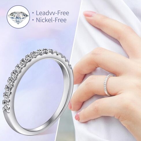 Gold Plated 925 Silver Sterling Rings for Women White Cubic Zirconia Jewelry Stacking Rings Gift for Women Wife Mother Girl in Saudi Arabia
